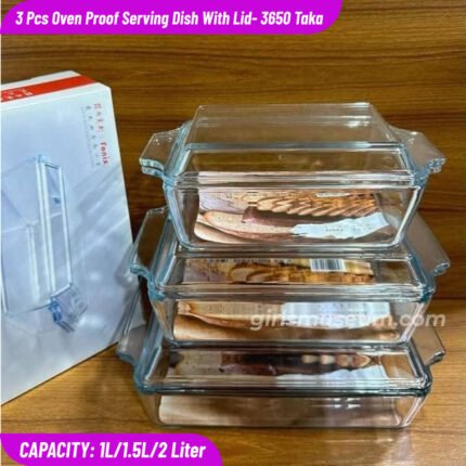 3 Pcs Oven Proof Serving Dish With Lid