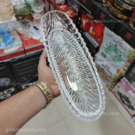 2 Pcs Glass Kebab Serving Dish-White