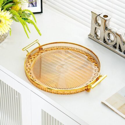 Round Serving Tray - Golden