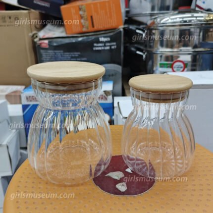 Glass Air Tight Jar Set With Wooden Lid