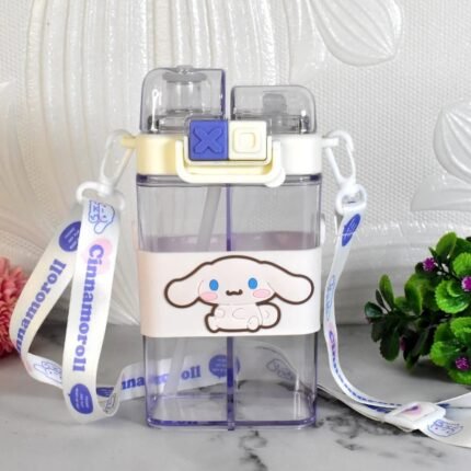 Two Part Lovely Kids Cartoon Water Bottle-White