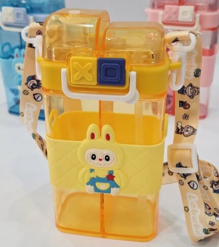 Two Part Lovely Kids Cartoon Water Bottle-Yellow