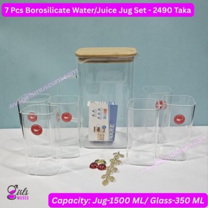 Borosilicate Glass Water/Juice Jug- 7 Pcs Set