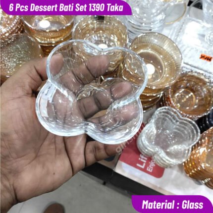 Premium Glass Dessert/Firni Bati Set- 6 Pcs Set